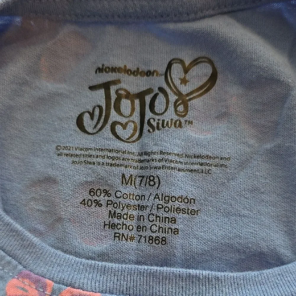 JoJo Siwa Blue Tee with Bow and Peace Sign Graphic